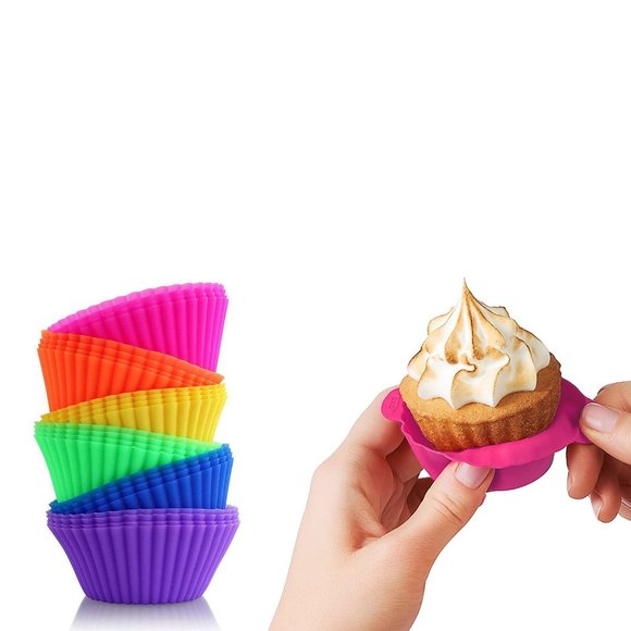 24-Pack: Multicolored Reusable Silicone Baking Cups Liner For Cupcakes & Muffins - Picture 2 of 7